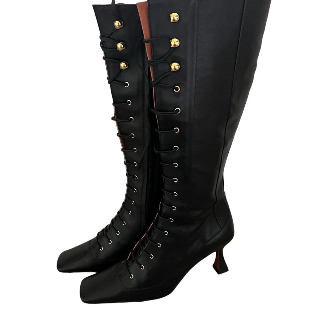 MANU ATELIER Xx Duck 80mm Leather Knee-high Boots In Black Sz 41/11 - Picture 14 of 14